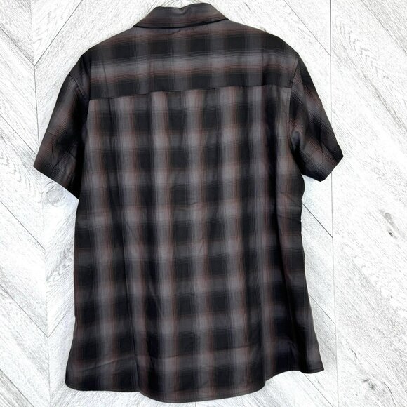 Dixxon Santana Shirt Womens Size XL Pearl Snap Plaid Short Sleeve Top - Picture 3 of 4